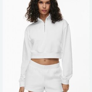 Aritzia White Half-Zip Sweater Tna